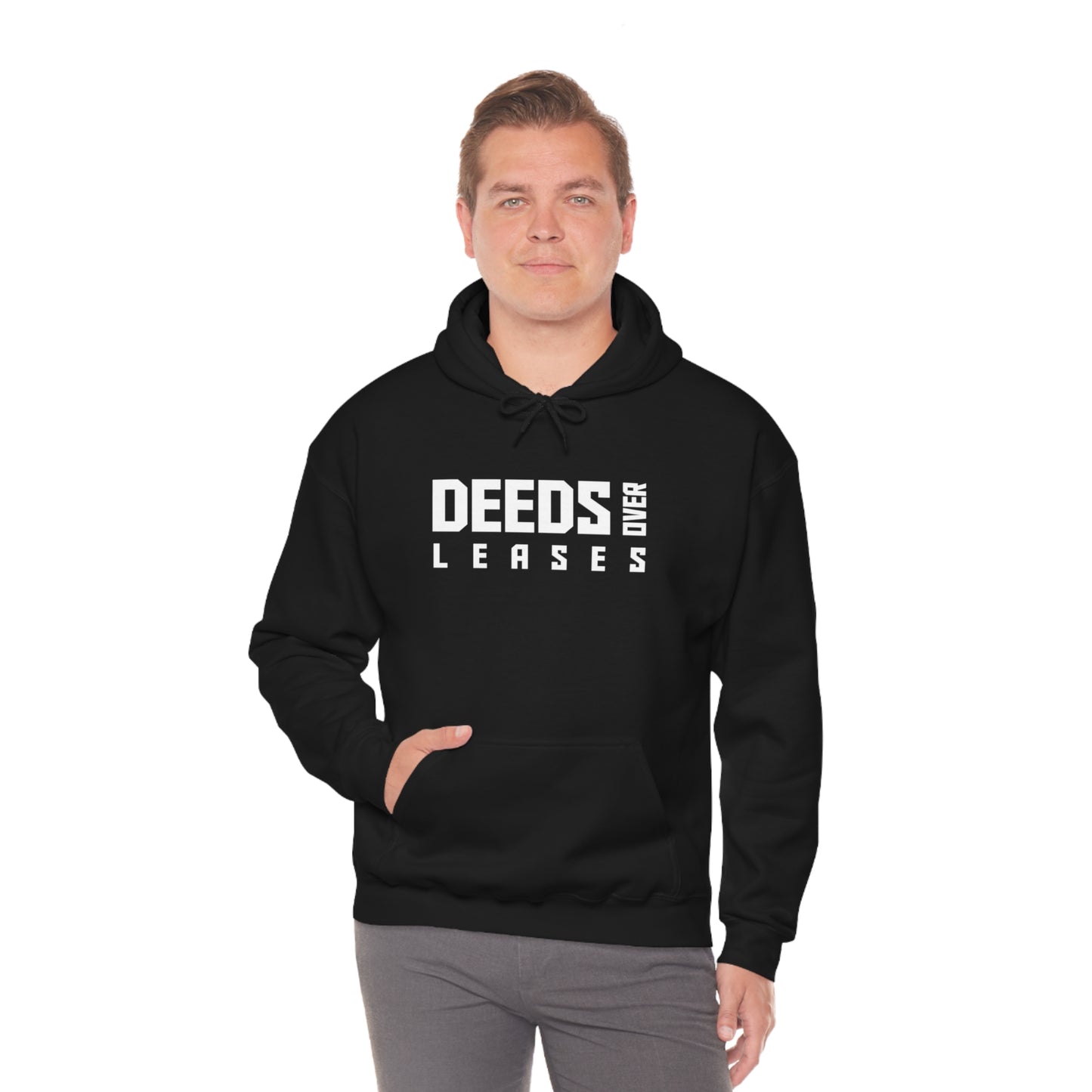 "Deeds over Leases" Unisex Heavy Blend™ Hooded Sweatshirt